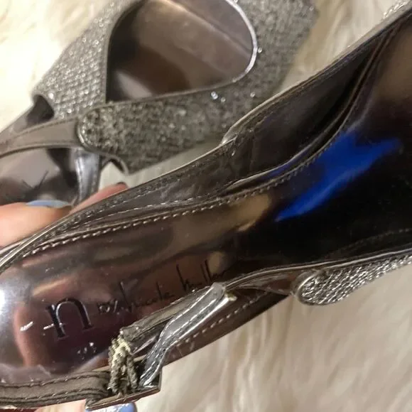 Nicole Miller - Metallic Silver Platform 5” High Heels sz 8.5 - Picture 8 of 10